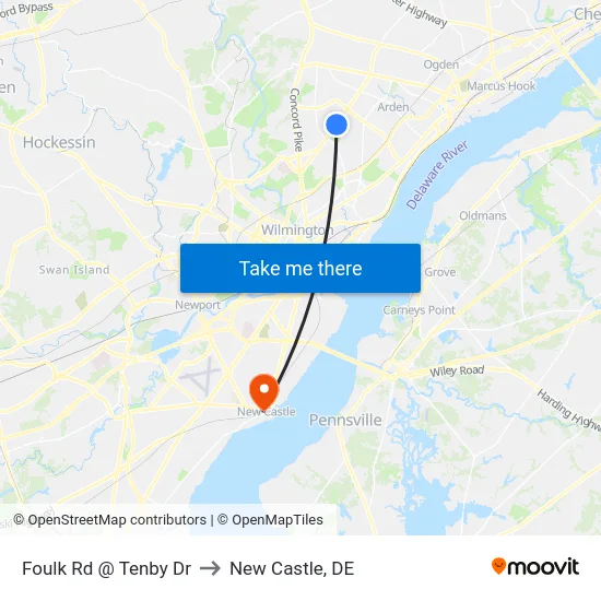 Foulk Rd @ Tenby Dr to New Castle, DE map