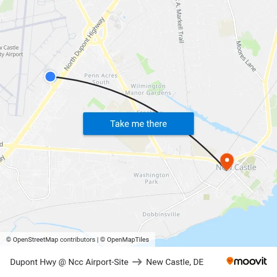 Dupont Hwy @ Ncc Airport-Site to New Castle, DE map