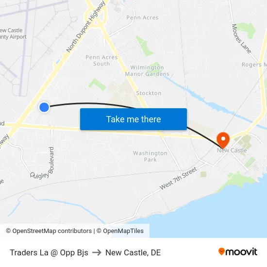 Traders La @ Opp Bjs to New Castle, DE map