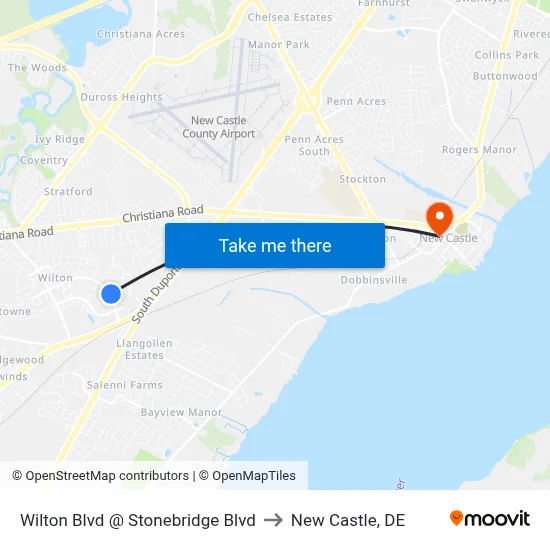 Wilton Blvd @ Stonebridge Blvd to New Castle, DE map