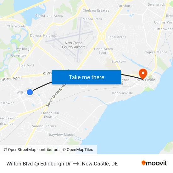 Wilton Blvd @ Edinburgh Dr to New Castle, DE map