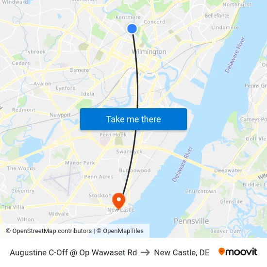 Augustine C-Off @ Op Wawaset Rd to New Castle, DE map