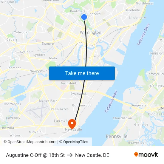 Augustine C-Off @ 18th St to New Castle, DE map