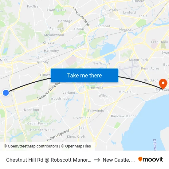 Chestnut Hill Rd @ Robscott Manor Ent to New Castle, DE map