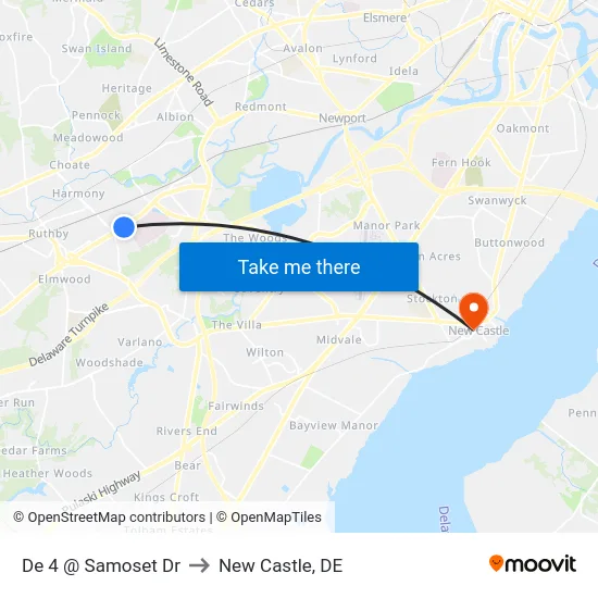 De 4 @ Samoset Dr to New Castle, DE map