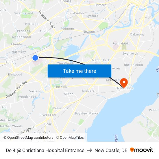 De 4 @ Christiana Hospital Entrance to New Castle, DE map