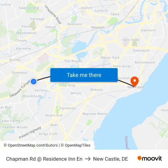 Chapman Rd @ Residence Inn En to New Castle, DE map
