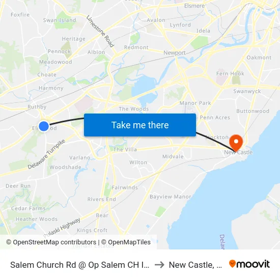 Salem Church Rd @ Op Salem CH I Pk to New Castle, DE map