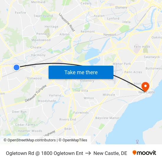Ogletown Rd @ 1800 Ogletown Ent to New Castle, DE map