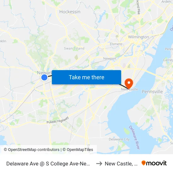 Delaware Ave @ S College Ave-Newark to New Castle, DE map