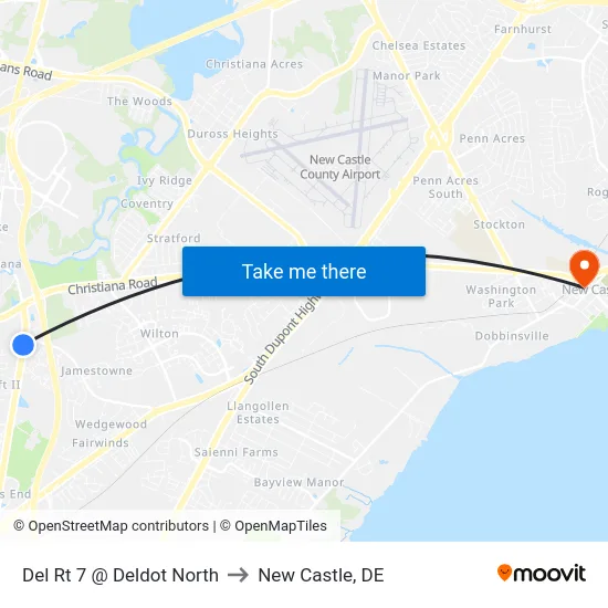 Del Rt 7 @ Deldot North to New Castle, DE map