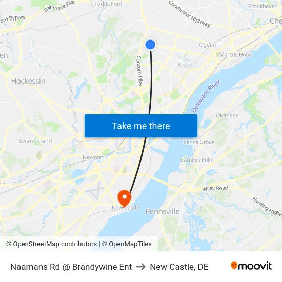 Naamans Rd @ Brandywine Ent to New Castle, DE map