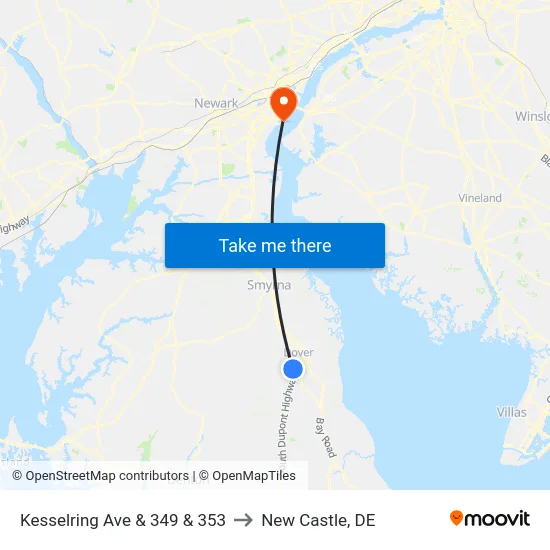 Kesselring Ave & 349 & 353 to New Castle, DE map