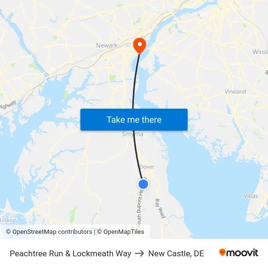 Peachtree Run & Lockmeath Way to New Castle, DE map