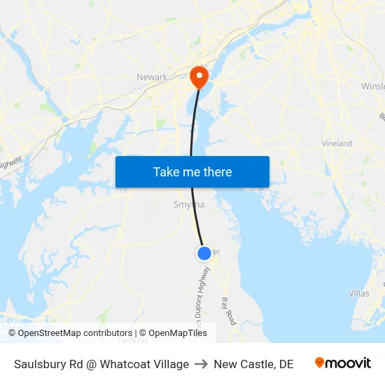 Saulsbury Rd @ Whatcoat Village to New Castle, DE map