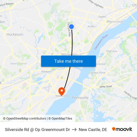 Silverside Rd @ Op Greenmount Dr to New Castle, DE map