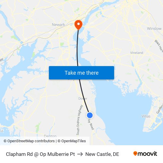 Clapham Rd @ Op Mulberrie Pt to New Castle, DE map