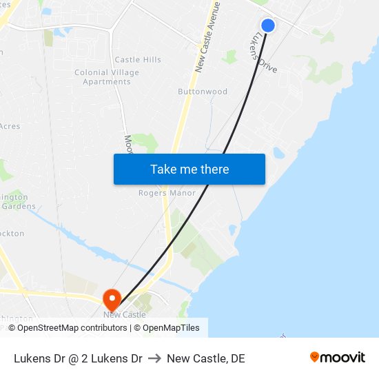 Lukens Dr @ 2 Lukens Dr to New Castle, DE map