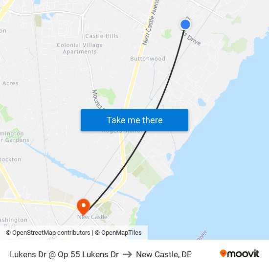 Lukens Dr @ Op 55 Lukens Dr to New Castle, DE map