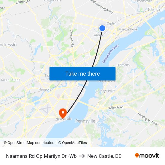 Naamans Rd Op Marilyn Dr -Wb to New Castle, DE map
