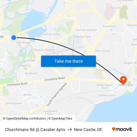 Churchmans Rd @ Cavalier Apts to New Castle, DE map