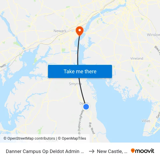 Danner Campus Op Deldot Admin Emp to New Castle, DE map