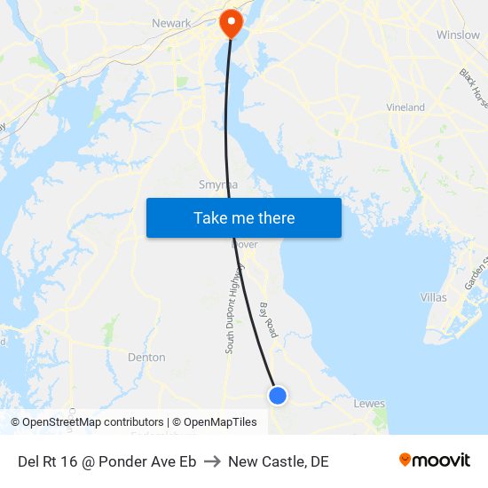 Del Rt 16 @ Ponder Ave Eb to New Castle, DE map