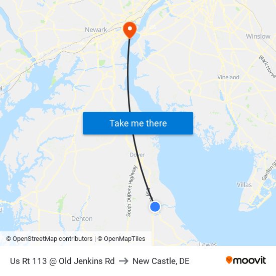 Us Rt 113 @ Old Jenkins Rd to New Castle, DE map