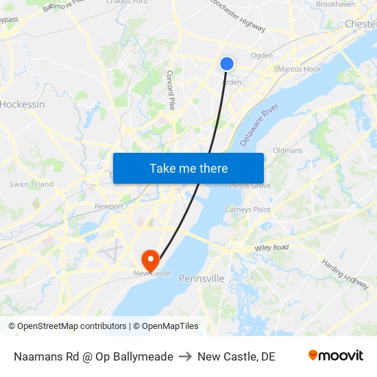Naamans Rd @ Op Ballymeade to New Castle, DE map