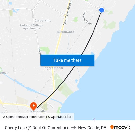 Cherry Lane @ Dept Of Corrections to New Castle, DE map