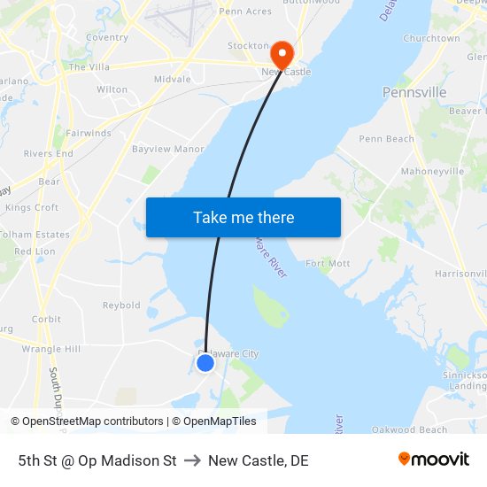 5th St @ Op Madison St to New Castle, DE map