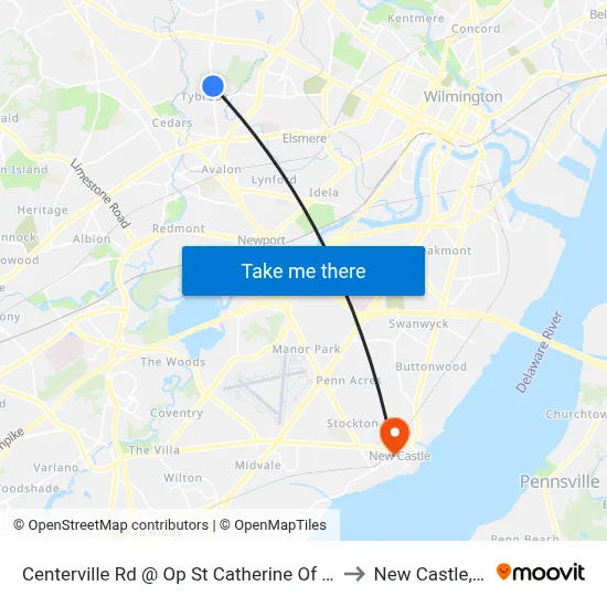 Centerville Rd @ Op St Catherine Of Siena to New Castle, DE map