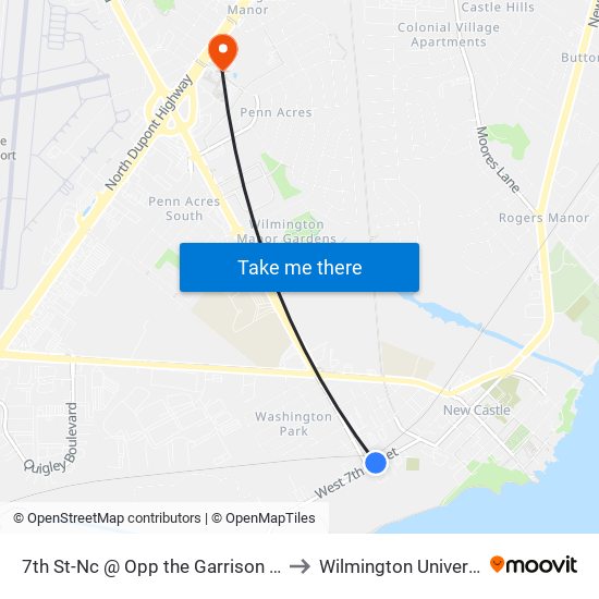 7th St-Nc @ Opp the Garrison Apts to Wilmington University map