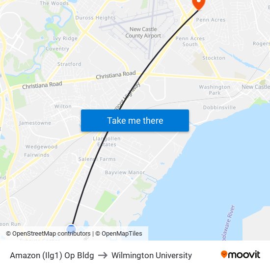 Amazon (Ilg1) Op Bldg to Wilmington University map