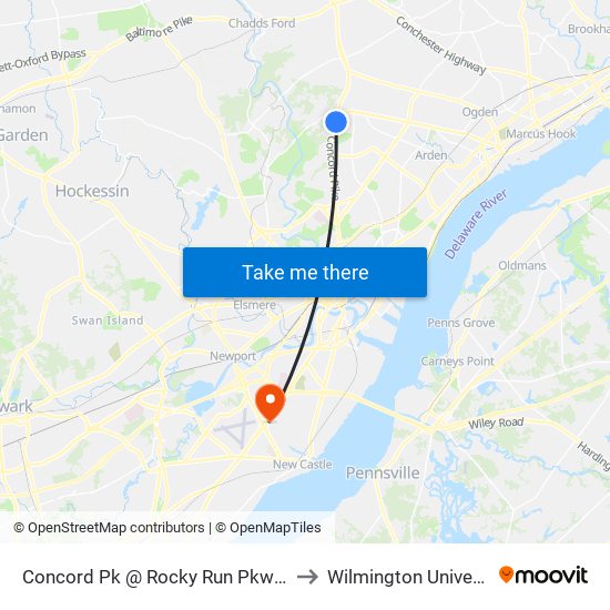 Concord Pk @ Rocky Run Pkwy - Sb to Wilmington University map