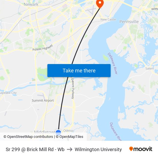 Sr 299 @ Brick Mill Rd - Wb to Wilmington University map