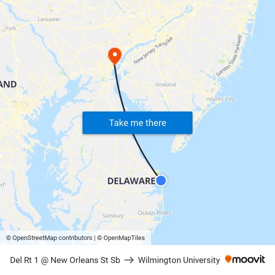 Del Rt 1 @ New Orleans St Sb to Wilmington University map