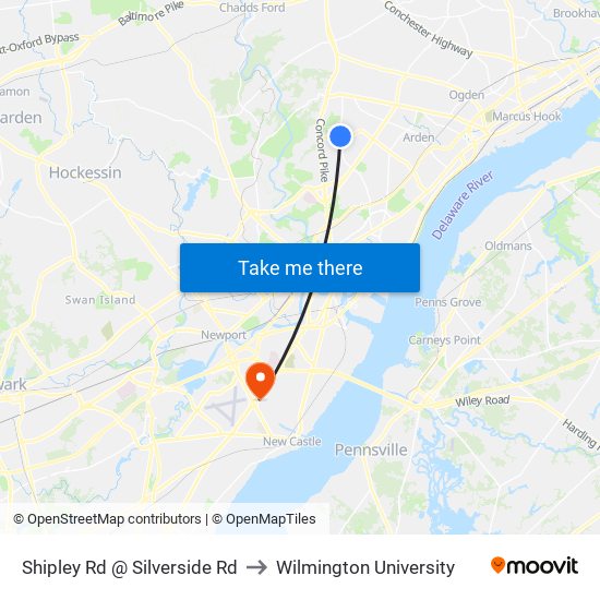 Shipley Rd @ Silverside Rd to Wilmington University map