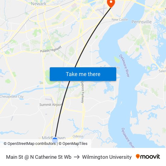 Main St @ N Catherine St Wb to Wilmington University map