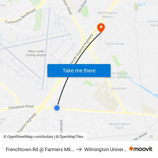 Frenchtown Rd @ Farmers Mkt Ent to Wilmington University map