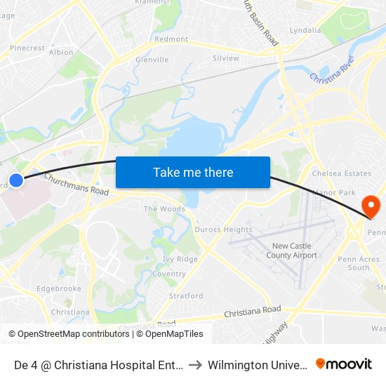 De 4 @ Christiana Hospital Entrance to Wilmington University map