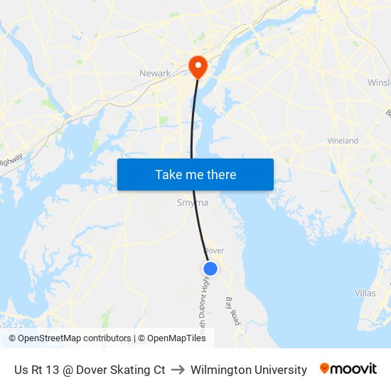 Us Rt 13 @ Dover Skating Ct to Wilmington University map