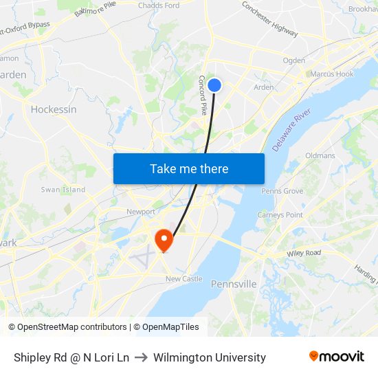 Shipley Rd @ N Lori Ln to Wilmington University map