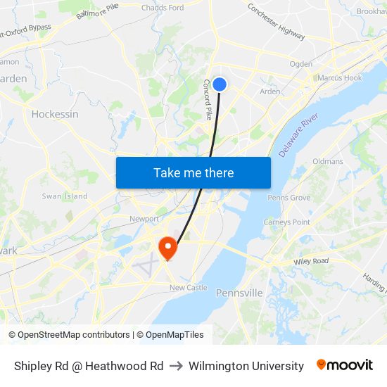 Shipley Rd @ Heathwood Rd to Wilmington University map