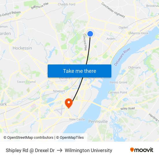 Shipley Rd @ Drexel Dr to Wilmington University map