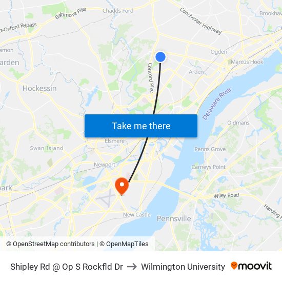 Shipley Rd @ Op S Rockfld Dr to Wilmington University map