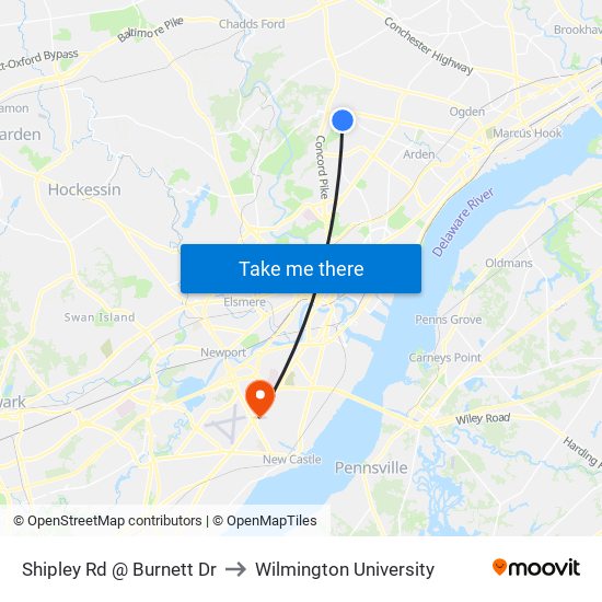 Shipley Rd @ Burnett Dr to Wilmington University map