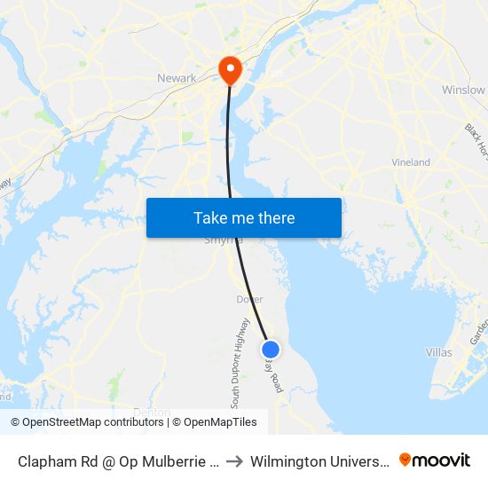 Clapham Rd @ Op Mulberrie Pt to Wilmington University map