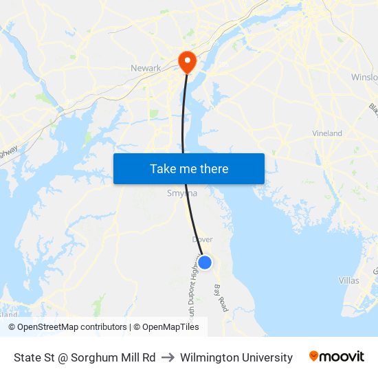 State St @ Sorghum Mill Rd to Wilmington University map