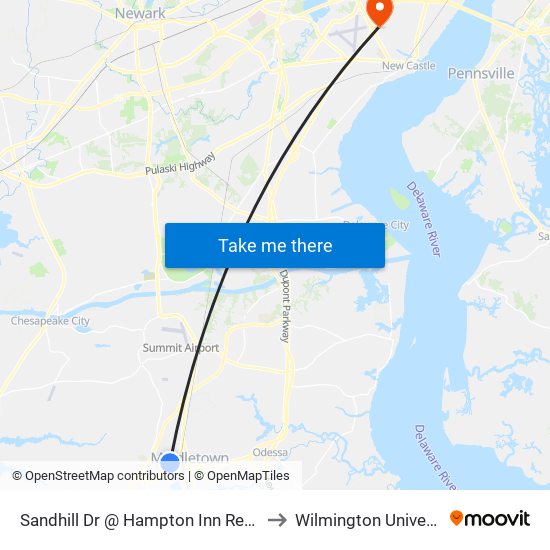 Sandhill Dr @ Hampton Inn Rear Ent to Wilmington University map